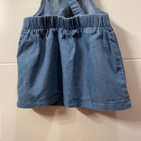 Levi's Baby Girl Toddler Blue Chambray Pinafore Jumper Dress Heart 18 Months - Picture 8 of 11